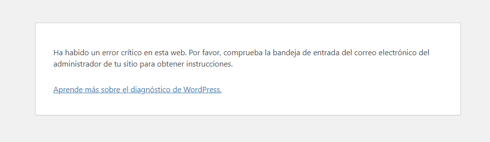 Mensaje del modo recuperación de WordPress