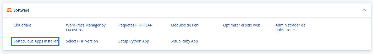 Herramienta de Softaculous en cPanel