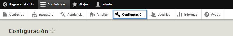 Acceder a la configuración de Drupal