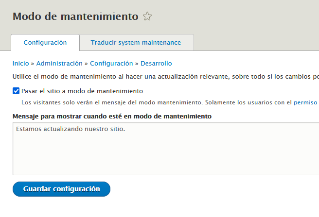 Personalizar el mensaje del modo mantenimiento de Drupal.