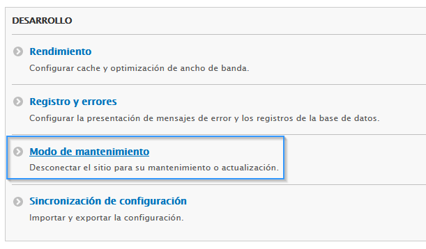 Modo mantenimiento de Drupal