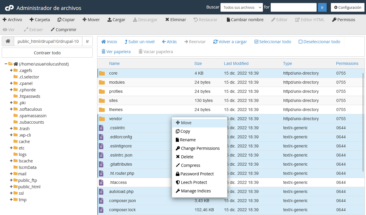 Mover archivos de Drupal