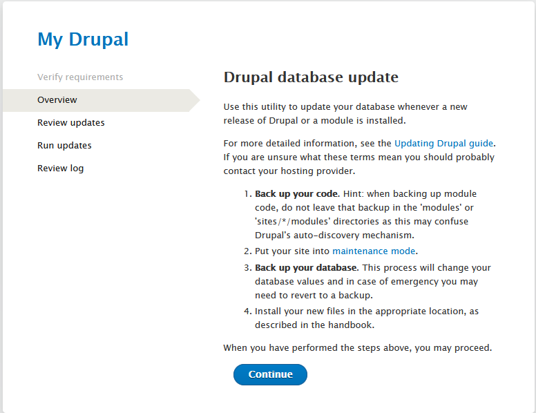 Proceso de actualización de Drupal con Softaculous