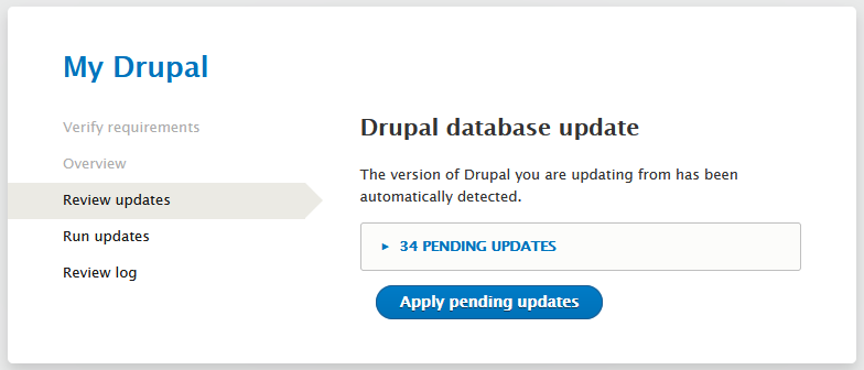 Revisión de las actualizaciones pendientes de Drupal