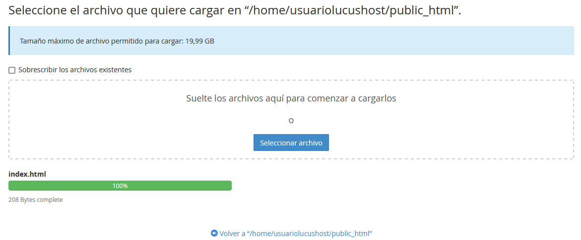 Subir el index.html a cPanel