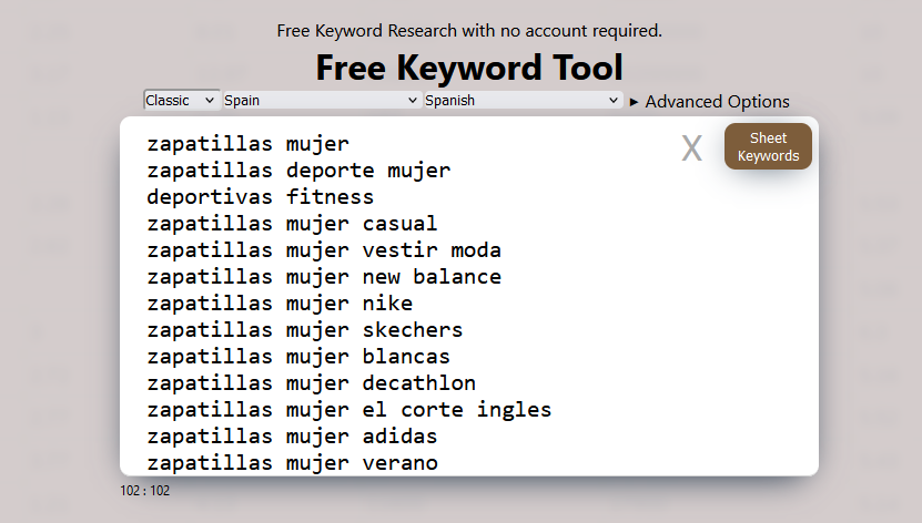 Buscar keywords con Keywordshitter 