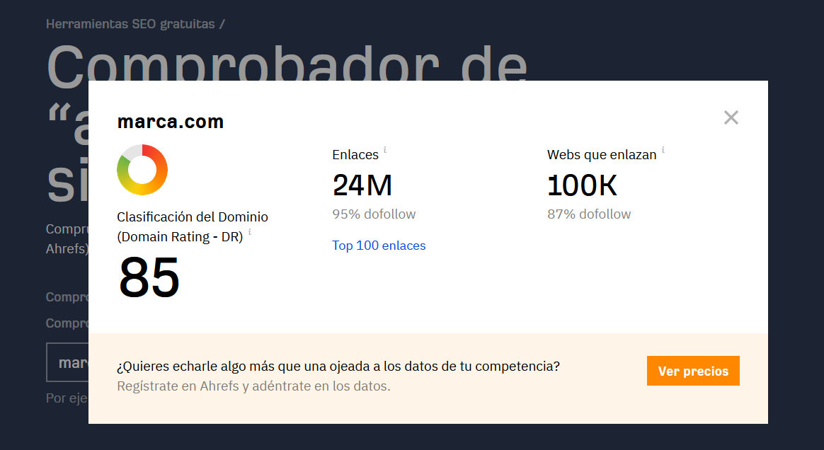 Medir la autoridad de un dominio con ahrefs