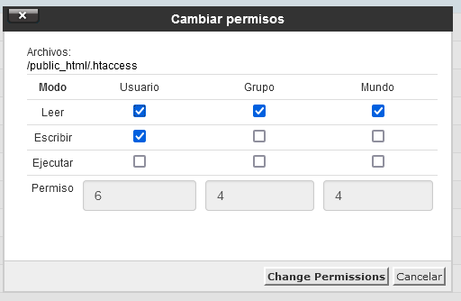 Configurar permisos de WordPress