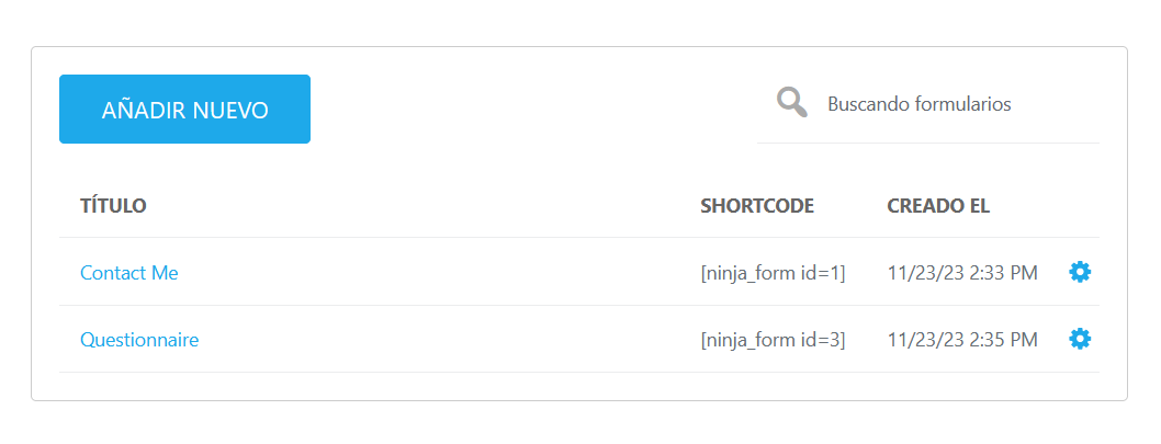 Copiar shortcode desde Ninjaforms