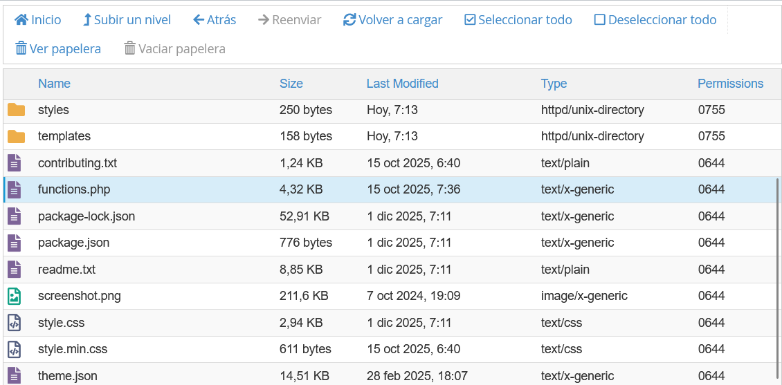 Archivo functions.php de WordPress 