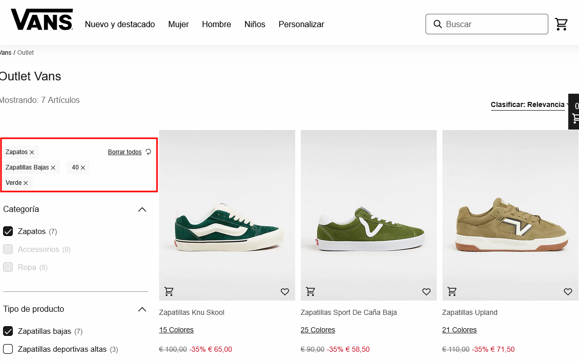 Ejemplo de breadcrumbs por atributos Breadcrumbs por atributos