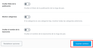 Guardar cambios en las breadcrumbs