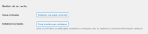 restablecer contraseña wordpress