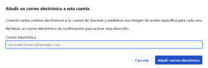 Añadir email a Gravatar