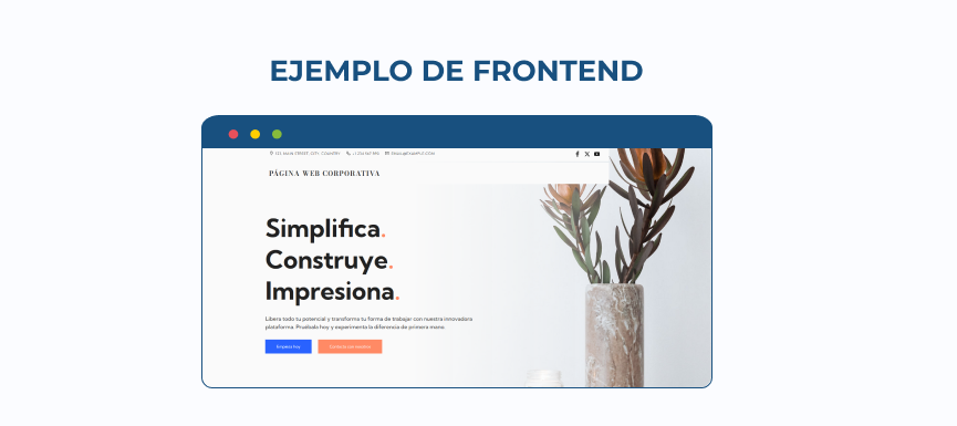 Ejemplo de frontend de una página web corporativa