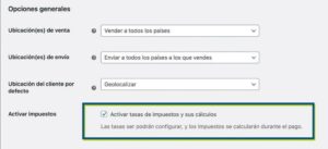Activar impuestos en WooCommerce
