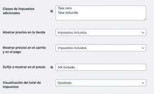 Clases impuestos WooCommerce