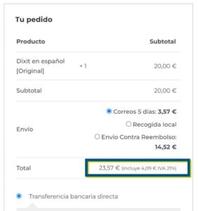 Precio carrito WooCommerce