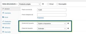 Sujeto impuestos WooCommerce