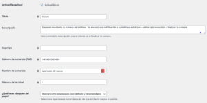 Bizum Redsys WooCommerce