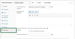 Editar productos WooCommerce Facebook