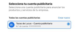Seleccionar cuenta publicitaria