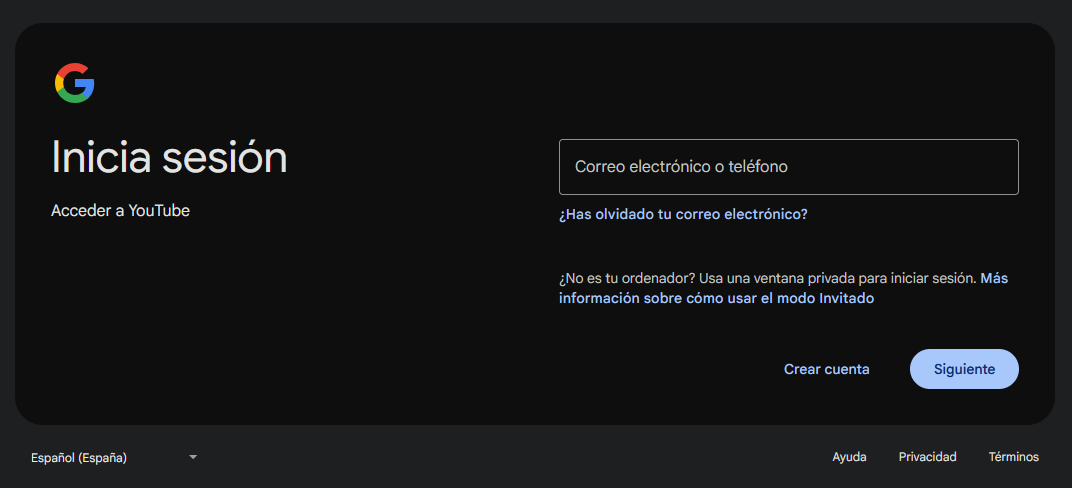 Iniciar sesión en YouTube 