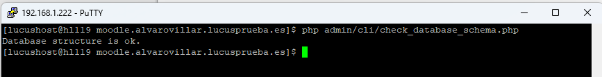 Comando de Moodle para revisar la estructura de la base de datos