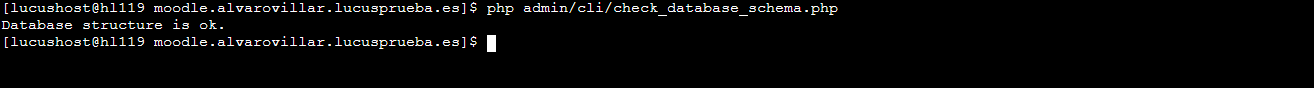 Comando de Moodle para revisar la estructura de la base de datos
