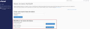 cPanel reparar base de datos