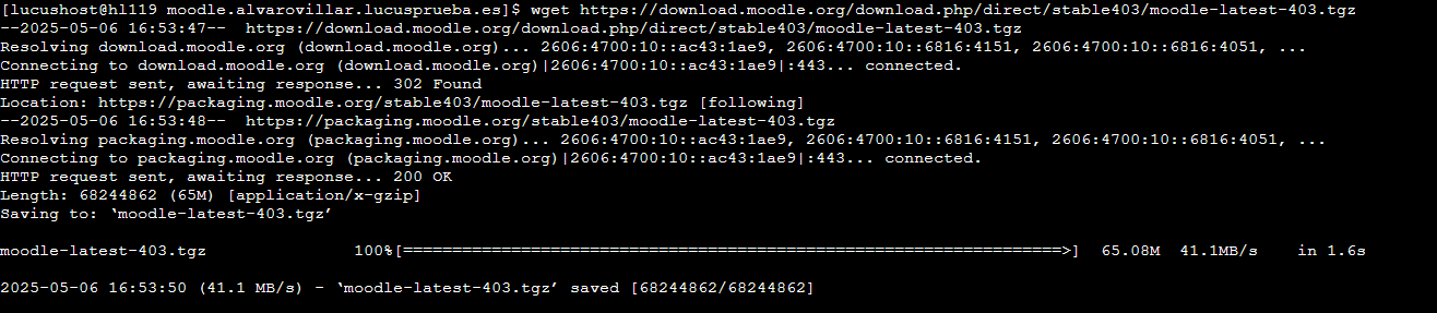 Comando para descargar Moodle por línea de comandos