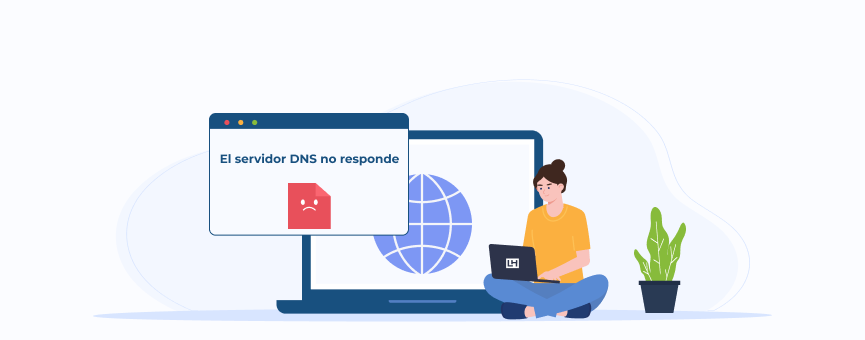 Pantalla de error con "El servidor DNS no responde"