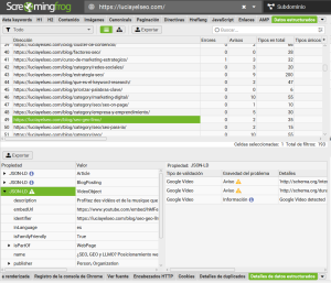 Seleccionar URL en Screaming Frog