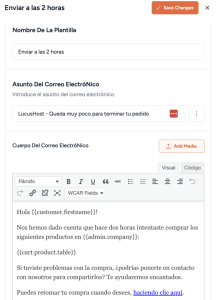 correo de recuperación de carritos