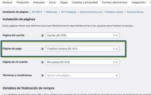 Páginas del carrito