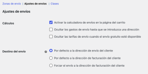 Ajustes envios tienda online Ajustes envíos tienda online