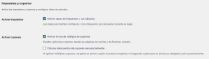 Ajustes impuestos cupones Ajustes impuestos cupones