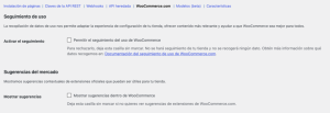Ajustes seguimiento de uso Ajustes seguimiento de uso