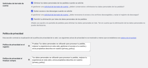 Eliminar datos WooCommerce Eliminar datos WooCommerce