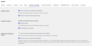 Opciones WooCommerce datos personales Opciones WooCommerce datos personales