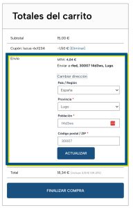 Opciones calculadora envios tienda Opciones calculadora envíos tienda