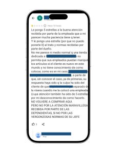 Ejemplo reseña negativa