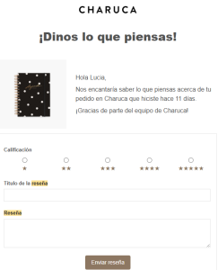 Solicitud reseña por email